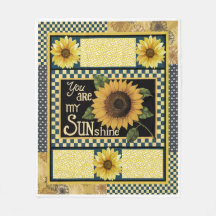 Sunflower You Are My Sunshine Quilt Blanket