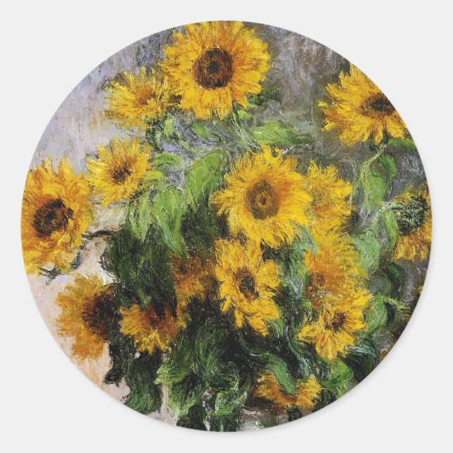 Sunflowers, 1881 by Monet. Classic Round Sticker (Front)