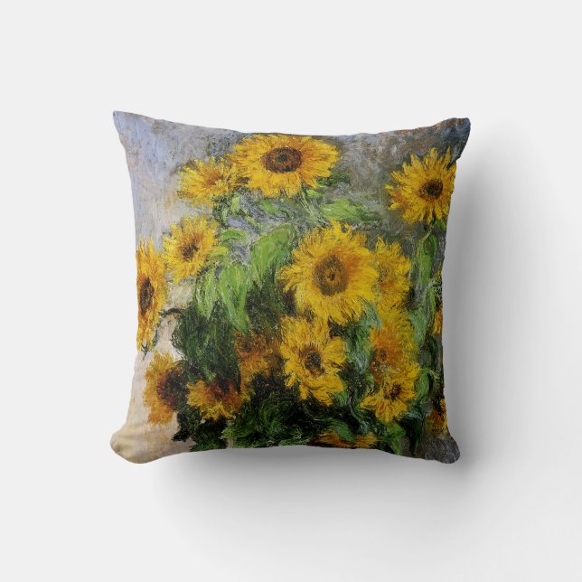 Sunflowers, 1881 by Monet. Throw Pillow (Front)