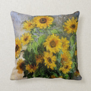 Sunflowers, 1881 by Monet. Throw Pillow