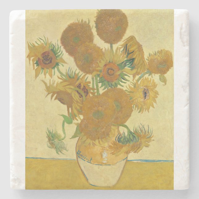 Sunflowers 1888 by Vincent van Gogh Stone Coaster (Front)