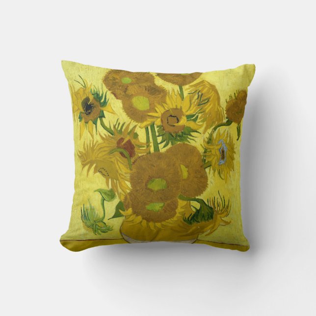 Sunflowers, 1889 throw pillow (Front)