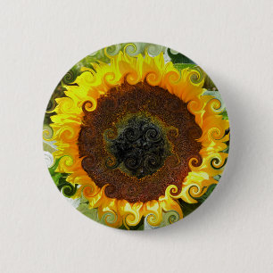 SUNFLOWERS 2 INCH ROUND BUTTON