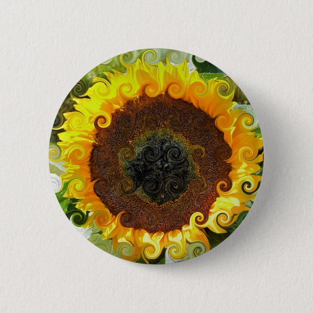 SUNFLOWERS 2 INCH ROUND BUTTON (Front)