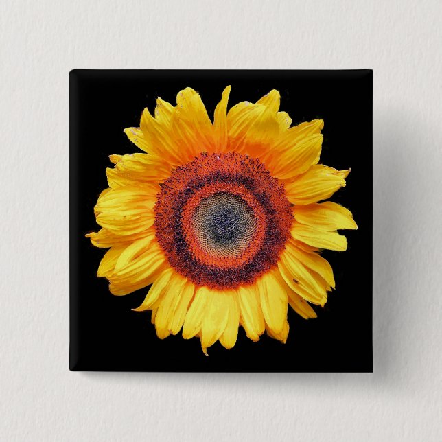 SUNFLOWERS 2 INCH SQUARE BUTTON (Front)