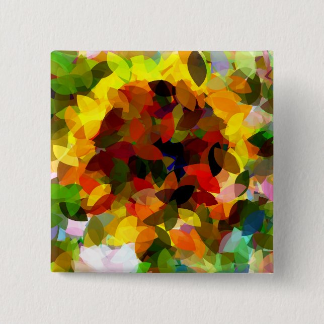 SUNFLOWERS 2 INCH SQUARE BUTTON (Front)