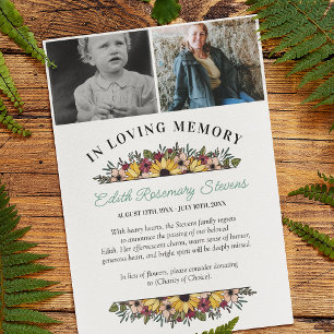 Sunflowers 2 Photos En Faire-part Mémoire Amoureus