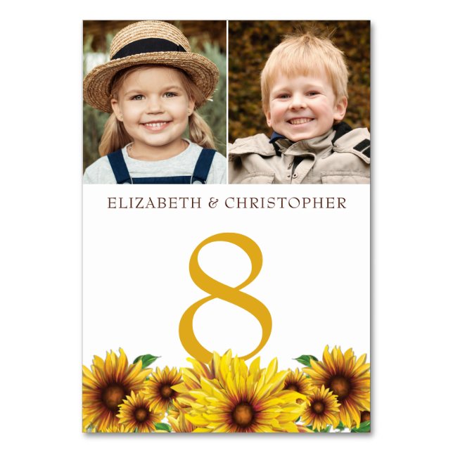 Sunflowers 2 Photos Mariage Numéro de table (Par défaut)