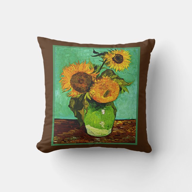 Sunflowers, 3, by Vincent van Gogh  Throw Pillow (Front)