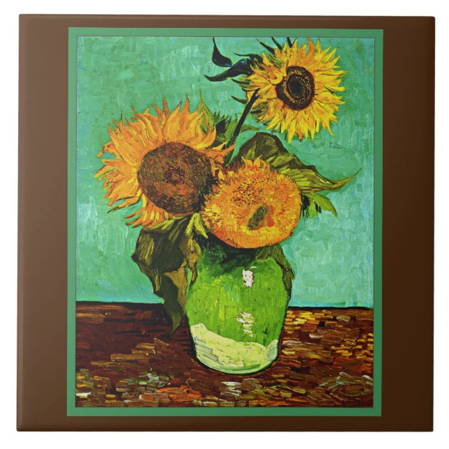 Sunflowers, 3, by Vincent van Gogh Tile (Front)