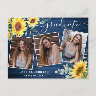 Sunflowers 3 PHOTO Graduation Party Invitation