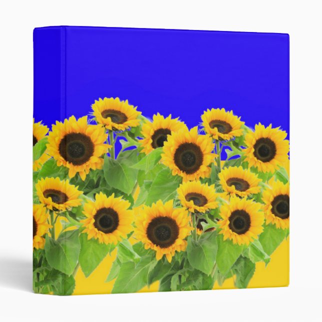Sunflowers 3 Ring Binder Ukrainian Flag Colours (Front/Spine)