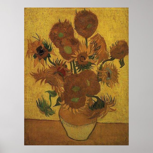 Sunflowers 4th version with Orange Background Poster (Front)