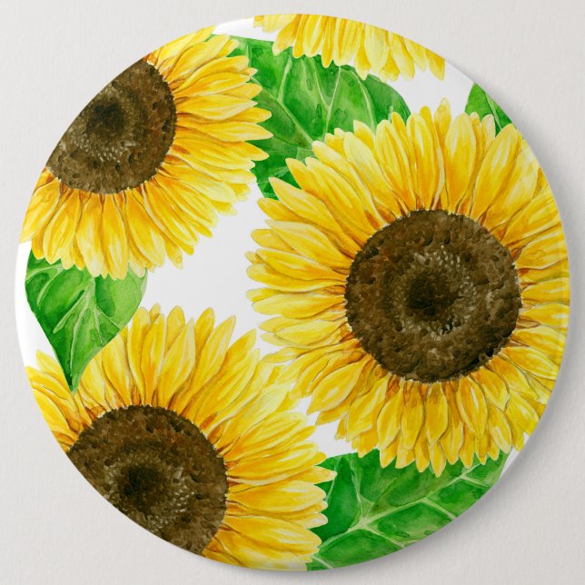 Sunflowers 6 Inch Round Button (Front)