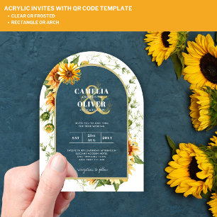 Sunflowers Acrylic Clear Modern Rustic Boho Invitations