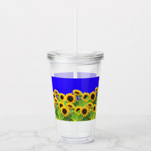 Sunflowers Acrylic Tumbler Ukrainian Flag Colours
