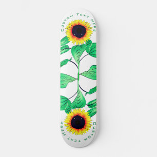 Sunflowers - Add Your Text / Colours - Summer Skateboard