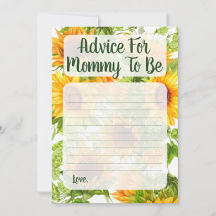 Sunflowers Advice For Mommy To Be Shower Game Card