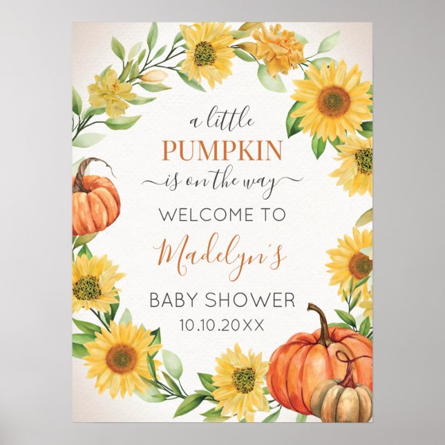 Sunflowers & Affiche de bienvenue Citrouille (Devant)