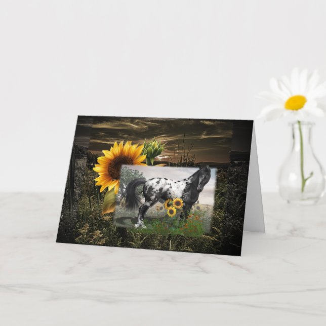 Sunflowers and Appaloosa Horse Card (Small Plant)