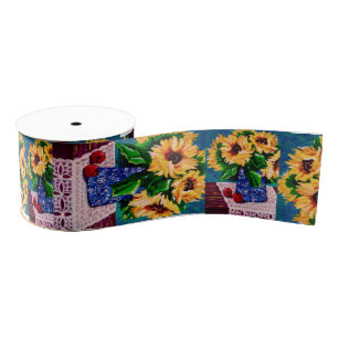 Sunflowers and Apples Grosgrain Ribbon