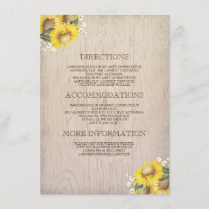 Sunflowers and Baby's Breath Rustic Information Enclosure Card