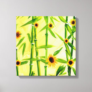Sunflowers And Bamboo Canvas Print