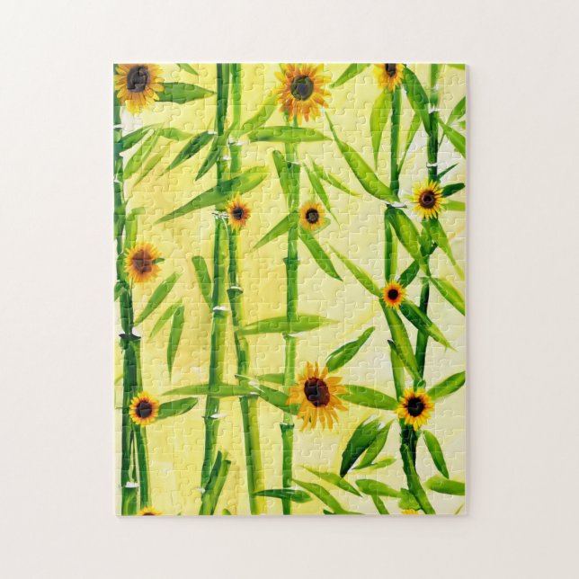 Sunflowers And Bamboo Jigsaw Puzzle (Vertical)