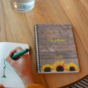 Sunflowers and Barnwood Personalized Monogram Day Planner