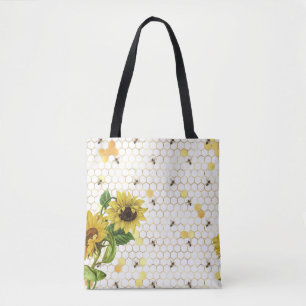 Sunflowers and Bee Tote Bag