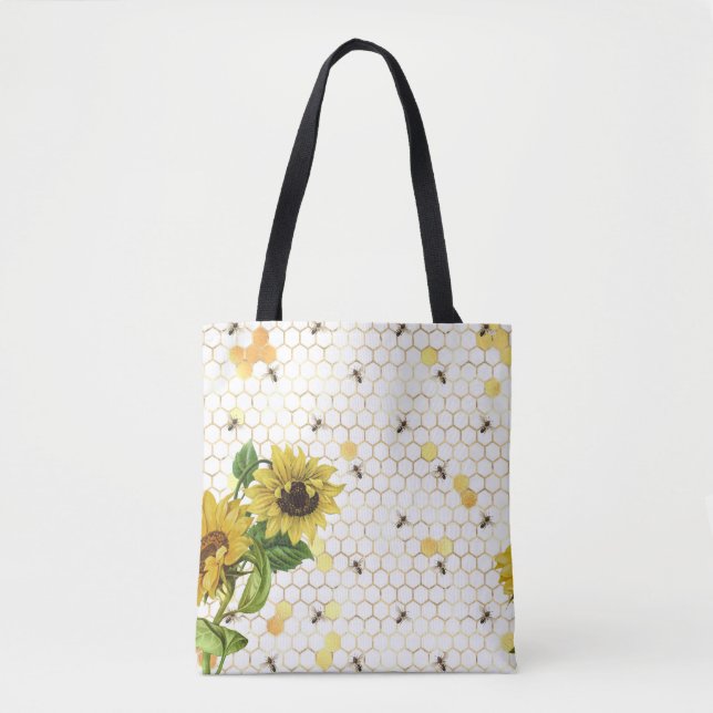 Sunflowers and Bee Tote Bag (Front)