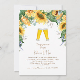 Sunflowers and  Beer Engagement Party II Invitation