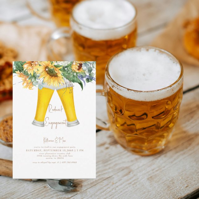 Sunflowers and  Beer Engagement Party Invitation (Creator Uploaded)