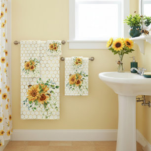 Sunflowers and bees  bath towel set