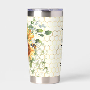 Sunflowers and bees custom insulated tumbler