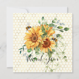 Sunflowers and bees holiday card