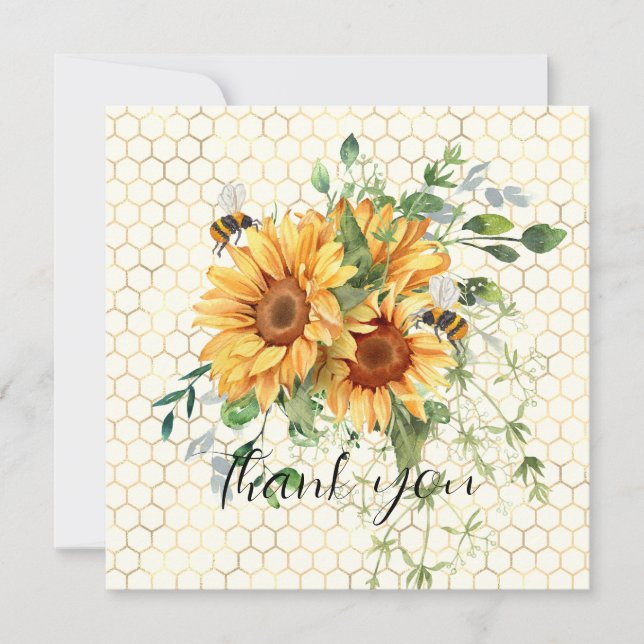 Sunflowers and bees  holiday card (Front)
