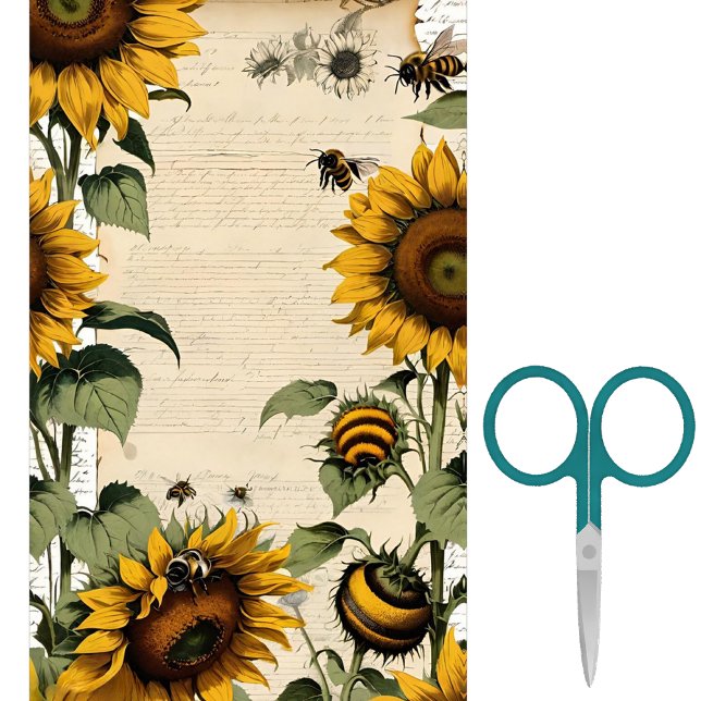 Sunflowers and Bees Line Script  Tissue Paper (Creator Uploaded)
