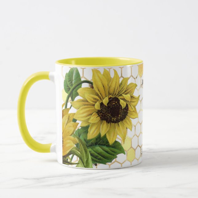 SUNFLOWERS AND BEES MUG (Left)