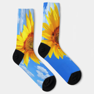 Sunflowers and Bees Socks Blue Sky