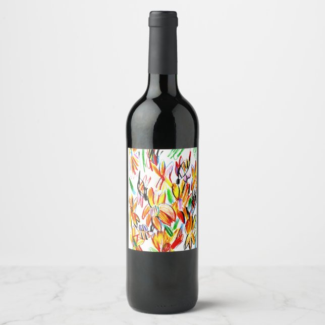 Sunflowers and bees  wine label (Front)