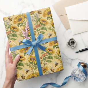 Sunflowers and Bees  Wrapping Paper
