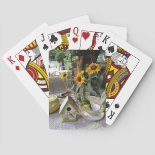 Sunflowers and Bird House Complete Autumn Display Playing Cards
