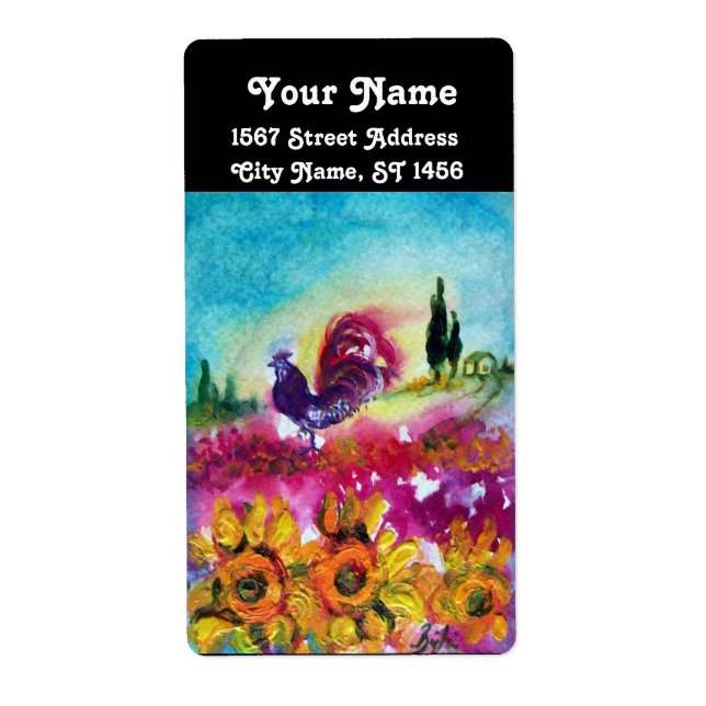 SUNFLOWERS AND BLACK ROOSTER (Front)