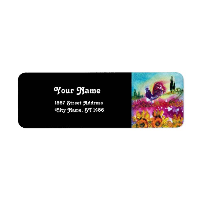 SUNFLOWERS AND BLACK ROOSTER (Front)