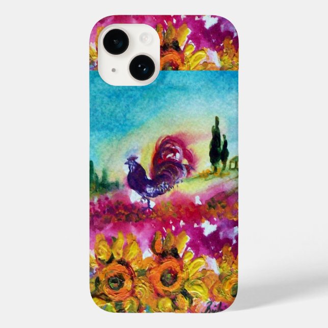 SUNFLOWERS AND BLACK ROOSTER Case-Mate iPhone CASE (Back)