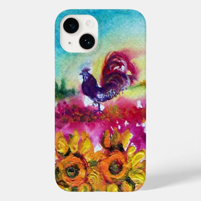 SUNFLOWERS AND BLACK ROOSTER Case-Mate iPhone CASE (Back)