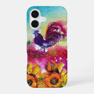SUNFLOWERS AND BLACK ROOSTER iPhone 16 CASE
