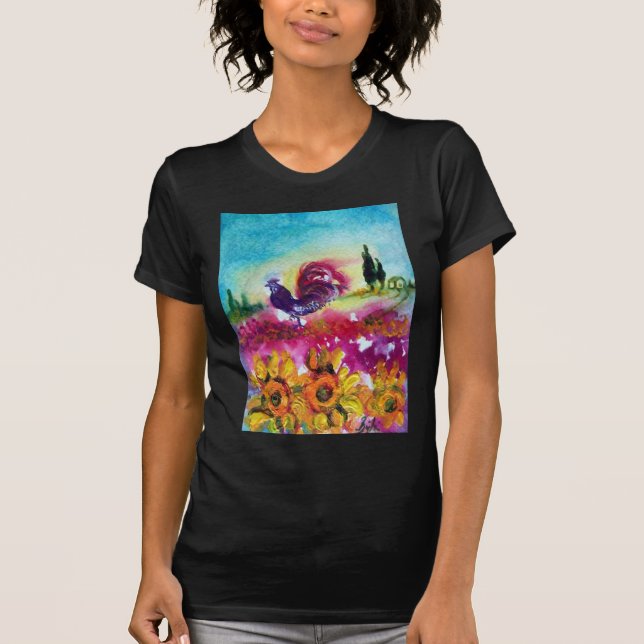 SUNFLOWERS AND BLACK ROOSTER T-Shirt (Front)