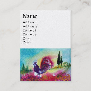 SUNFLOWERS AND BLACK ROOSTER ,white pearl Business Card
